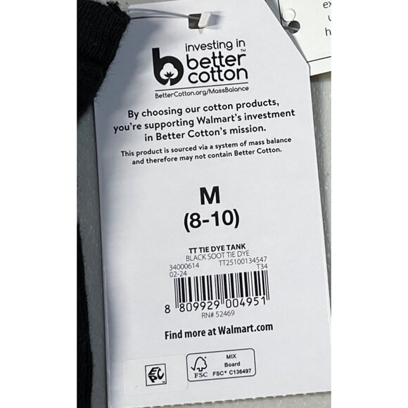 Time and Tru Womens Size M Tie-Dye Sleeveless Tank Top Black & White 100% Cotton - Picture 9 of 10